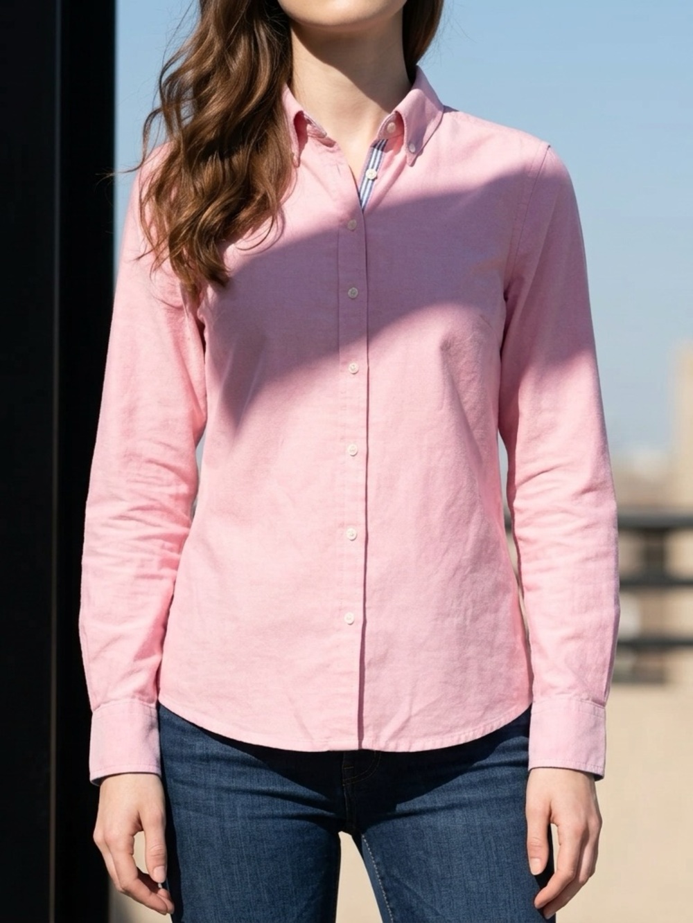 Banana Republic Women’s Cotton Oxford Shirt Long Sleeve Button Up Pink Size M - Picture 3 of 13